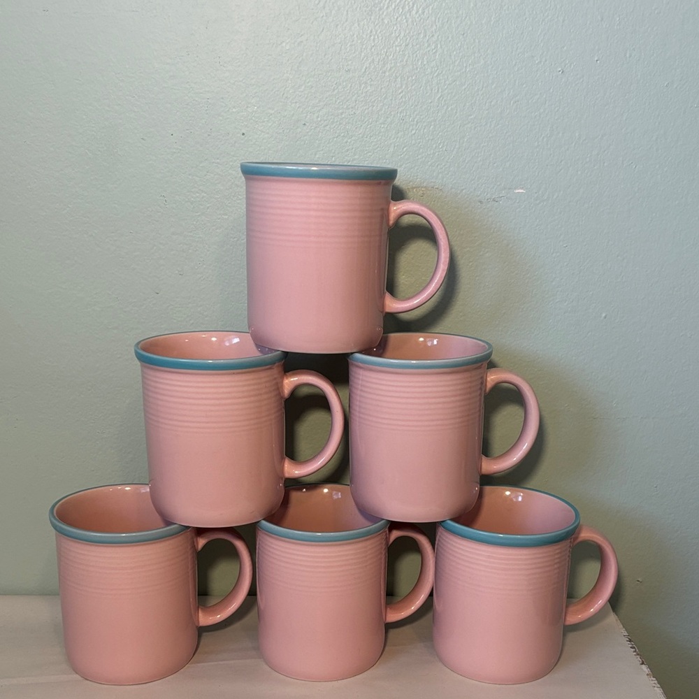 Rio Stoneware Pink and Blue Mug Set of 6